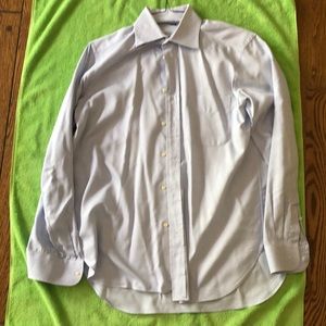 White and Blue Polka Dot Mastai Ferretti Dress Shirt